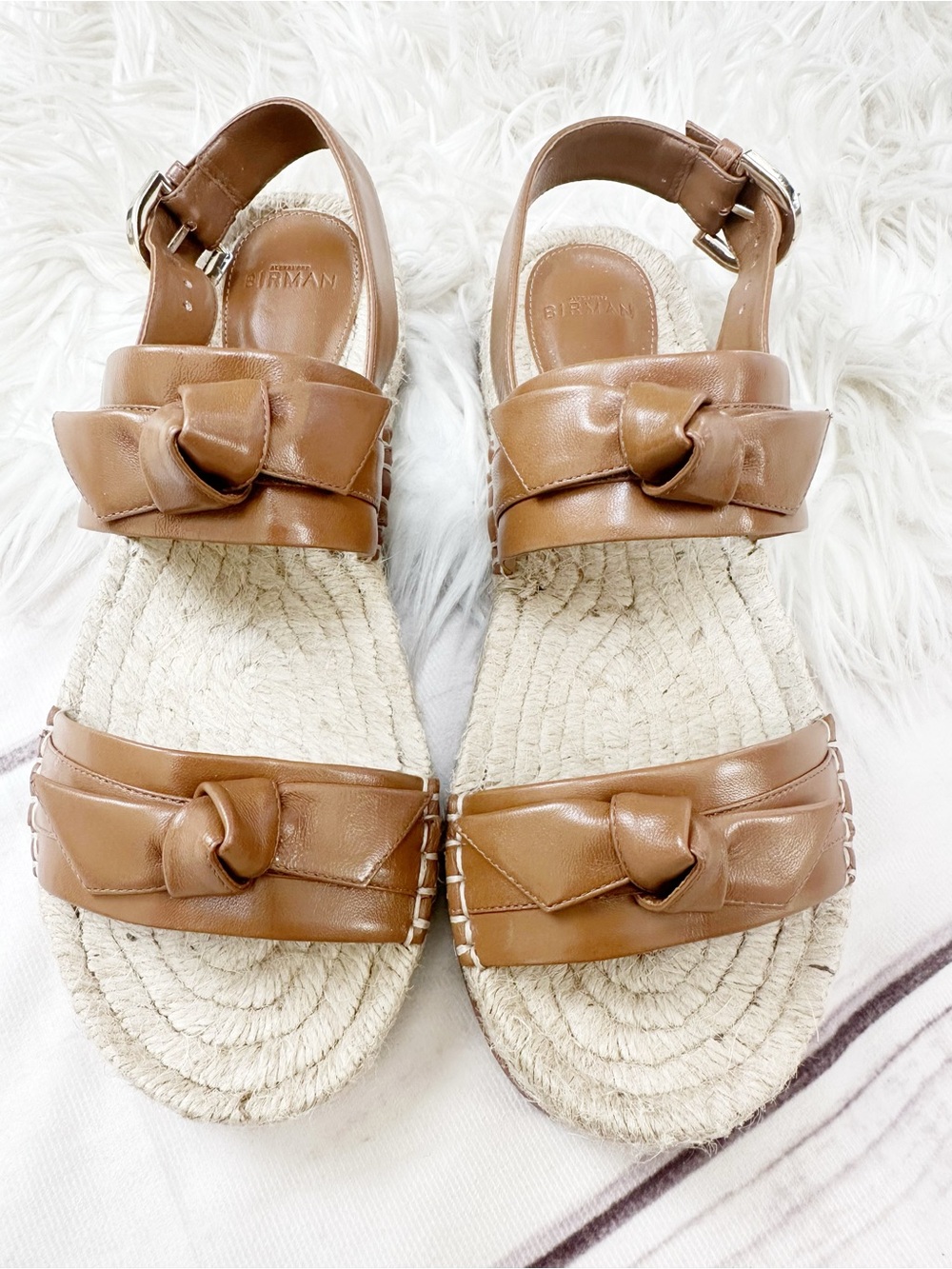 Alexandre Birman Clarita Bow Leather Espadrille Slingback Flat Sandal EU 37.5 - Picture 3 of 9